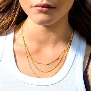 Monica Vinader Layered Chain Link Necklace 18ct Gold Vermeil On Sterling